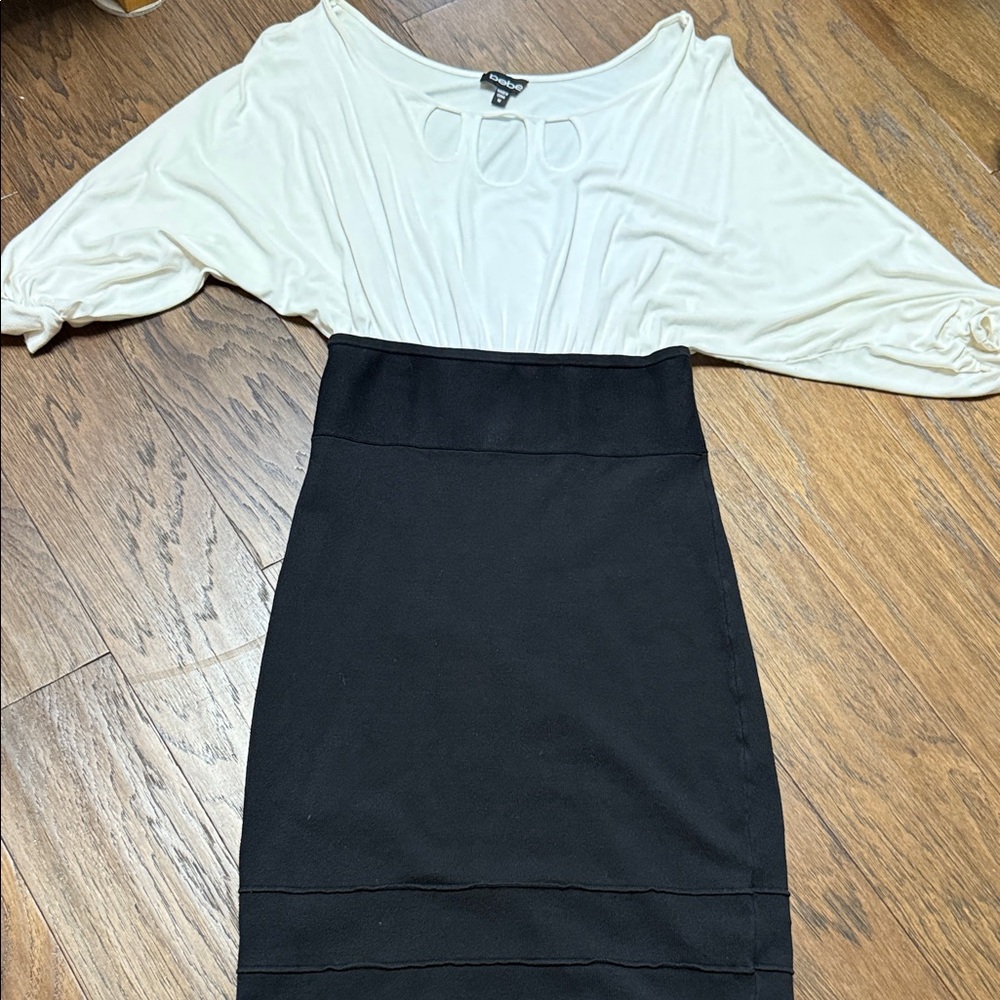 Bebe Cream Scoop Neck Top